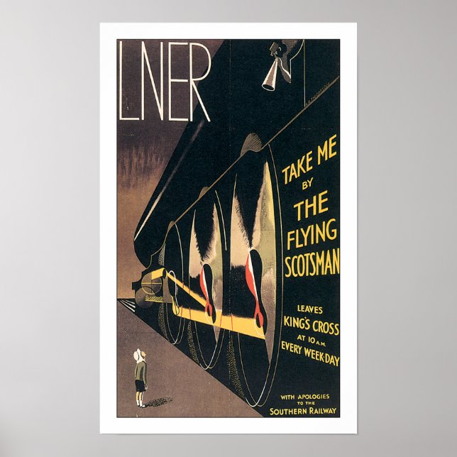 Pôster Comboio viagens vintage do Sul (Frente)