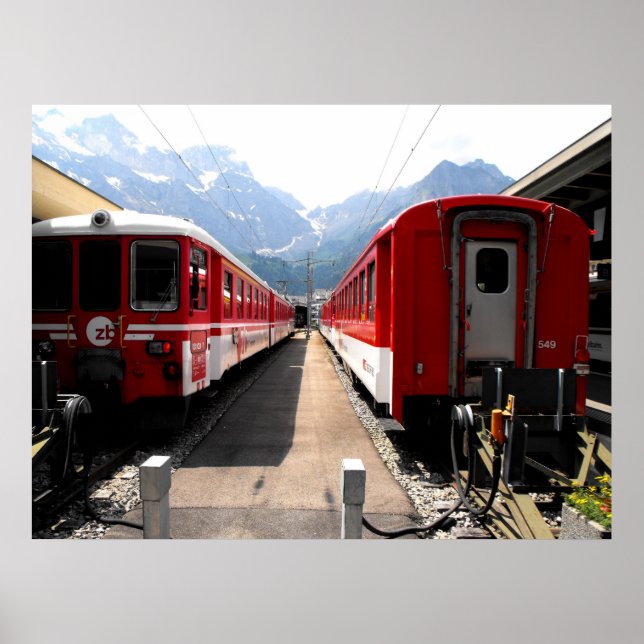 Poster Comboios em Engelberg nos Alpes suíços (Frente)
