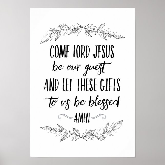 Pôster Come Lord Jesus Be Our Guest Prayer Wall Art (Frente)