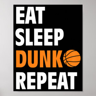 Poster Come Sleep Dunk Repete Bball de Basquete Divertido