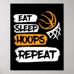 Poster Come Sleep Hoops Repete Vintage Basball dizendo a