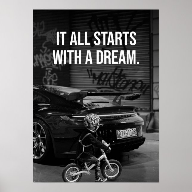 Poster Começa Com Uma Motivação De Sonho, Supercarro Hust (Frente)