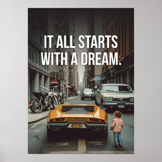Poster Começa Com Uma Motivação De Sonho, Supercarro Hust (Frente)