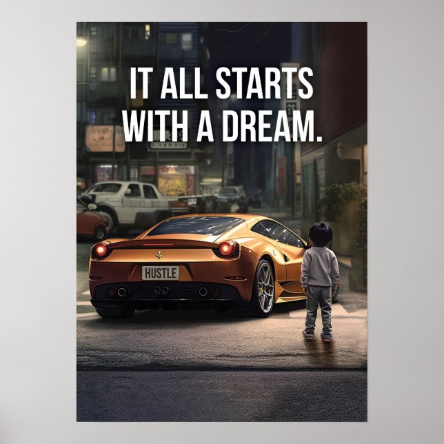 Poster Começa Com Uma Motivação De Sonho, Supercarro Hust (Frente)