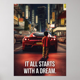 Poster Começa Com Uma Motivação De Sonho, Supercarro Hust