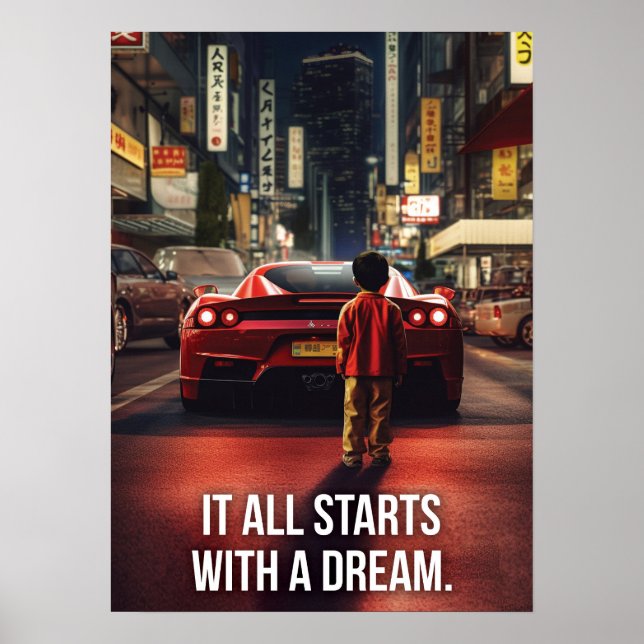 Poster Começa Com Uma Motivação De Sonho, Supercarro Hust (Frente)