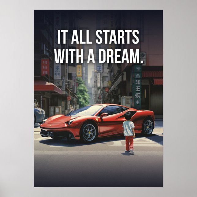 Poster Começa Com Uma Motivação De Sonho, Supercarro Hust (Frente)