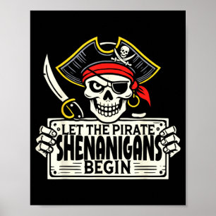 Poster Começam as Travessuras Piratas do Halloween Caveir