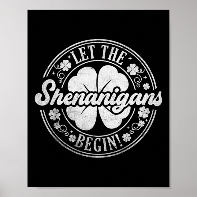 Poster Começam as Travessuras Sorte Shamrock St Patrício (Frente)