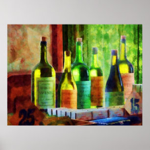 Pôster COMEÇAR SOB $20 - garrafas do vinho perto da