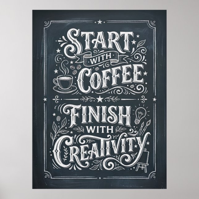 Poster comece com café termine com criatividade (Frente)