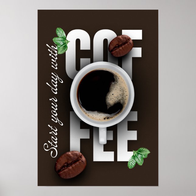 Poster "Comece seu dia com café!" (Frente)