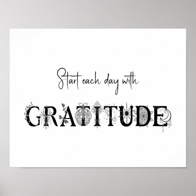 Poster Comece todos os dias com gratidão Lotus moon espir (Frente)