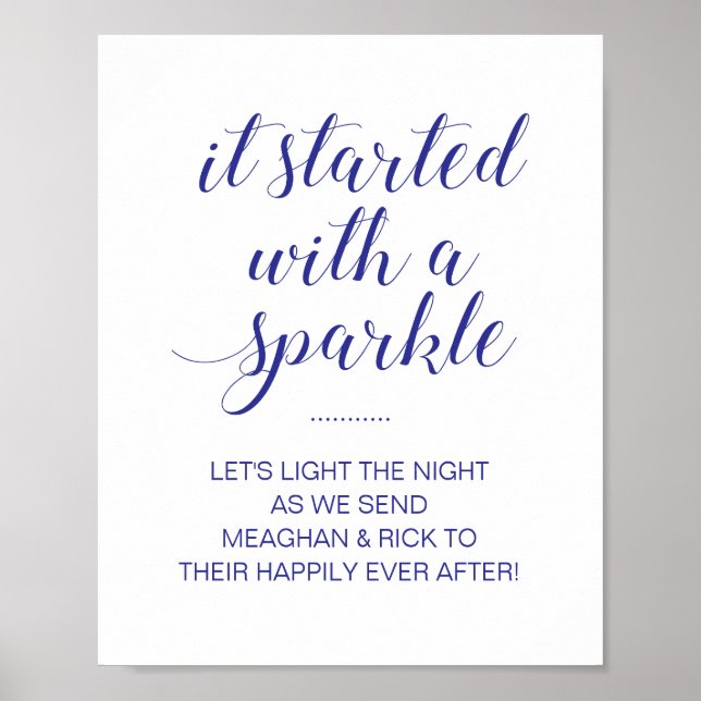 Poster Começou Com Um Brilho Azul Sparkler de Casamento (Frente)