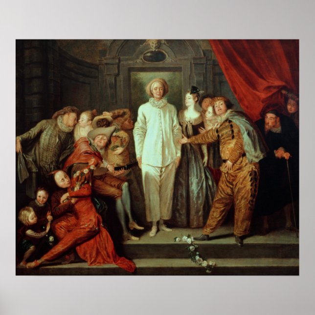 Pôster Comediantes italianos, c.1720 (Frente)