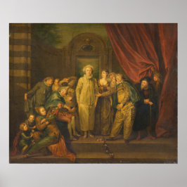 Poster Comediantes italianos - depois de Antoine Watteau