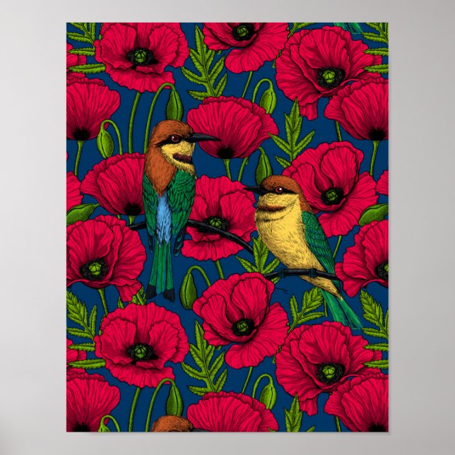 Poster Comedores de abelhas e papoilas (Frente)