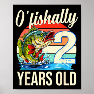 Poster Comemoração de 2 anos de idade tema de pesca de an