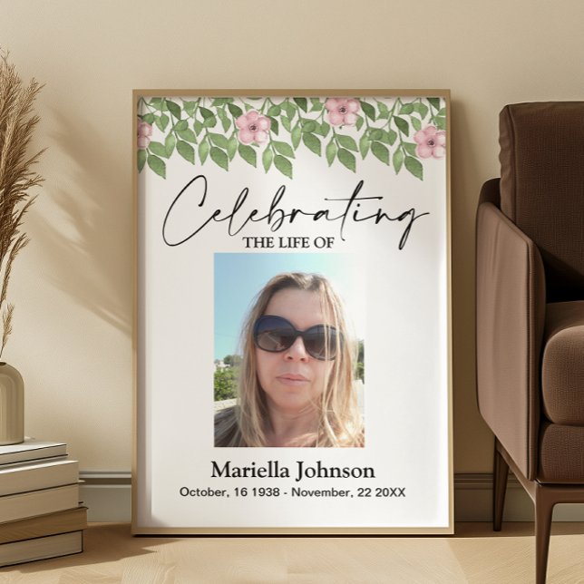 Poster Comemorando a vida 16x20  Cartaz Funerário (Criador carregado)