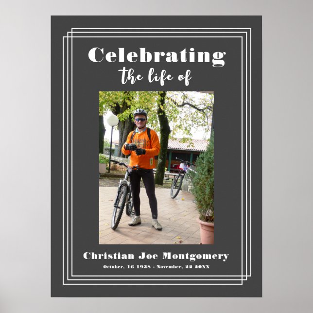 Poster Comemorando a vida Cinza Foto Funeral (Frente)