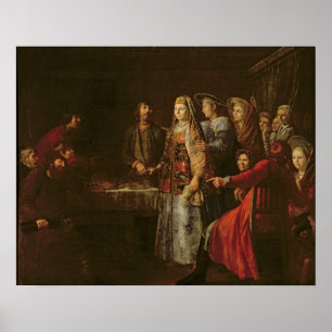 Pôster Comemorando o acordo do casamento, 1777