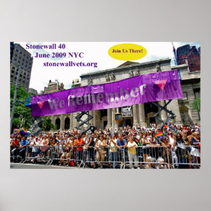 Poster Comemorando Stonewall na biblioteca principal de