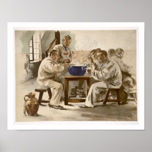 Poster Comendo a sopa nas casernas, 'de L'Estampe Moder