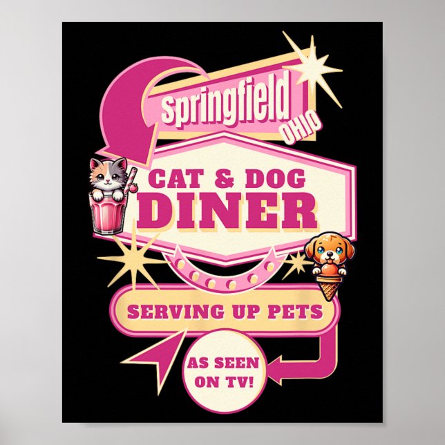Poster Comendo Animais de Estimação Springfield Ohio Gato (Frente)