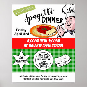 Poster comensal dos espaguetes, fundraiser italiano da