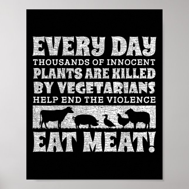 Poster Comer Animais É Uma Camisa Estranha Plano Do Dia M (Frente)