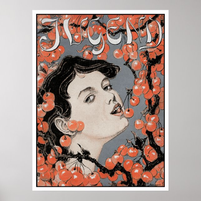 Poster Comer Cerejas - Art Nouveau - Revista Jugend (Frente)