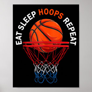 Poster Comer dormir aro repetir fã de basquete basquete