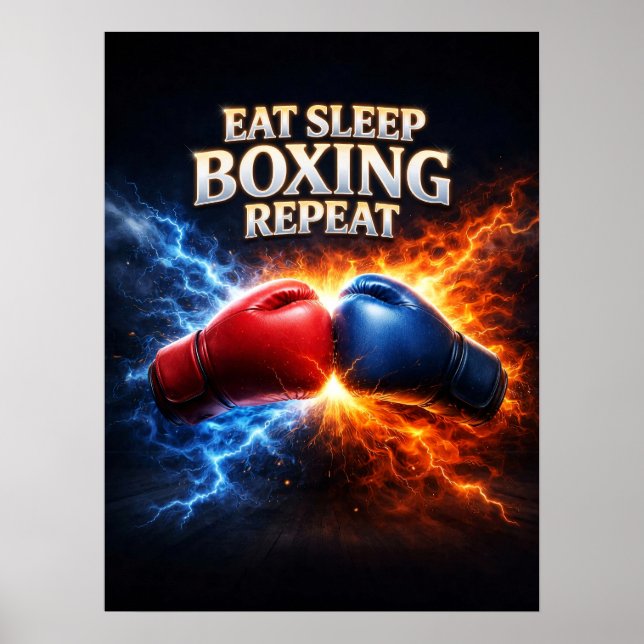 Poster Comer Dormir Boxe Chama (Frente)