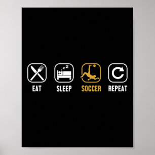 Poster Comer Dormir Futebol Repetir Goleiro Futebol Fußll