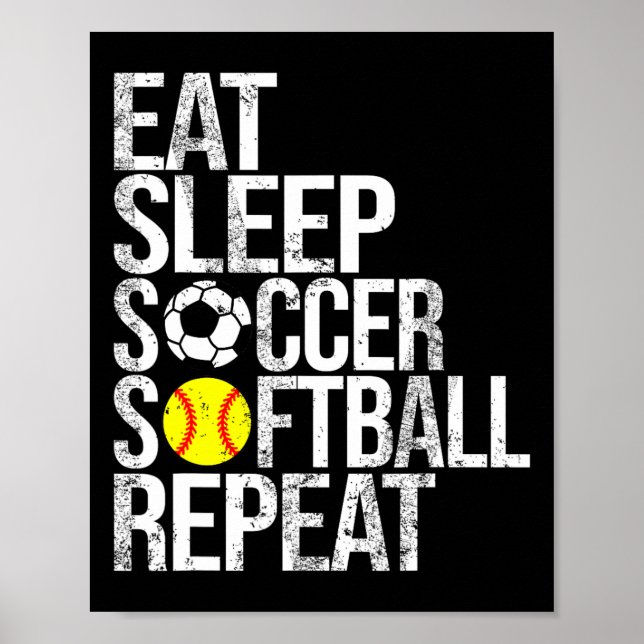 Poster Comer Dormir Futebol Softll Repetir Divertido Ll  (Frente)