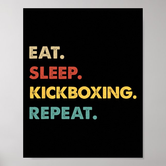 Poster Comer Dormir Kickboxing Repetir Amante de Kickboxi (Frente)