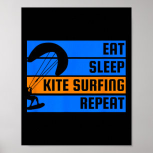 Poster Comer Dormir Kite Surfing Repetir Kite Surfer 