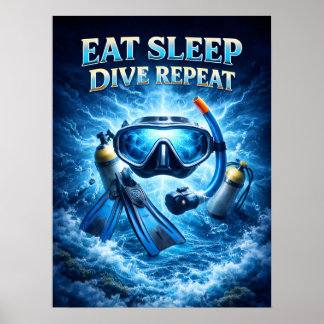 Poster Comer Dormir Mergulho Repetir Arte