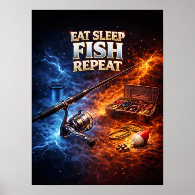 Poster Comer Dormir Peixe Retro (Frente)