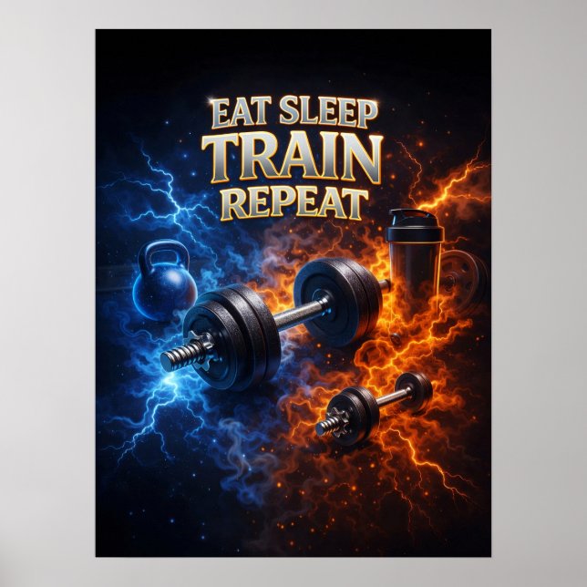 Poster Comer Dormir Treinar Chama (Frente)