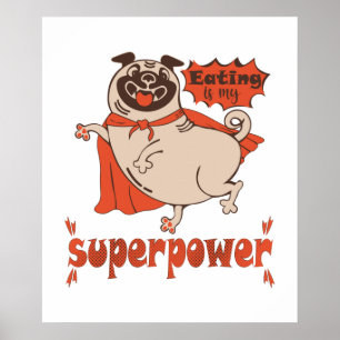 Poster Comer é o meu super poder, estilo cômico de manto