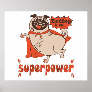 Poster Comer é o meu super poder, estilo cômico de manto