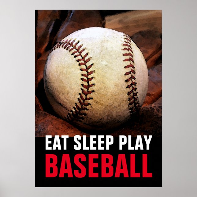 Pôster Comer Sleep Tocar Baseball Motivational (Frente)