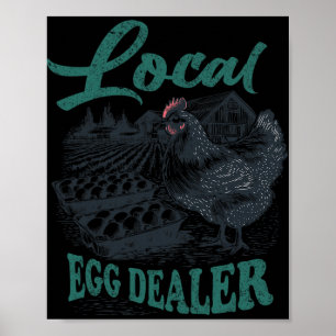 Poster Comerciante Local de Ovos Frango Retro Engraçado F