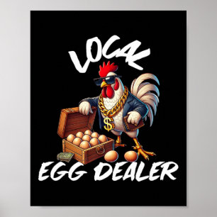 Poster Comerciante Local de Ovos Frango Retro Engraçado F