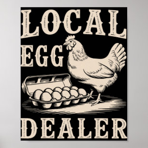 Poster Comerciante Local de Ovos Frango Retro Engraçado F