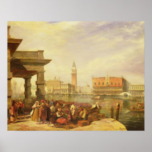 Poster Comerciantes orientais na entrada à lata grande