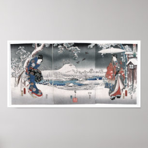 Pôster Comércio de Genji Toyokuni Hiroshige Fine Japonê
