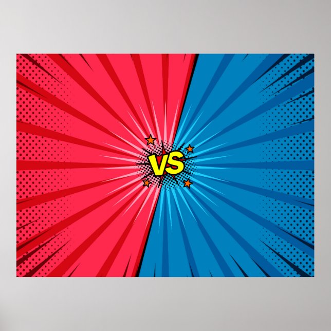Poster Comic book versus background, classic pop-art styl (Frente)