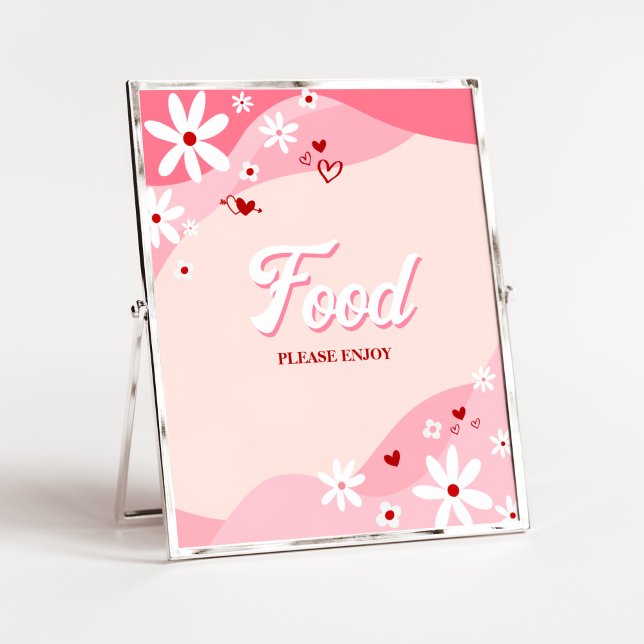 Poster Comida da Chá de fraldas Retro Swetheart (Retro Sweetheart Baby Shower Food Sign)